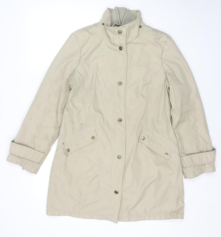 Principles Womens Beige Parka Jacket Size 14 Zip - Detachable Fleece