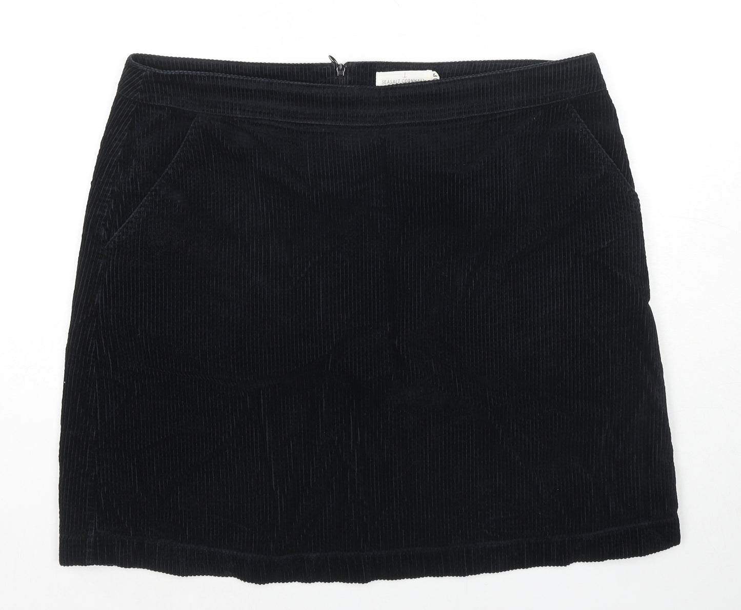 Seasalt Womens Blue Cotton A-Line Skirt Size 18 Zip
