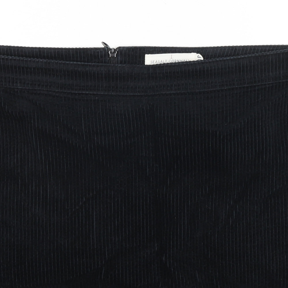 Seasalt Womens Blue Cotton A-Line Skirt Size 18 Zip
