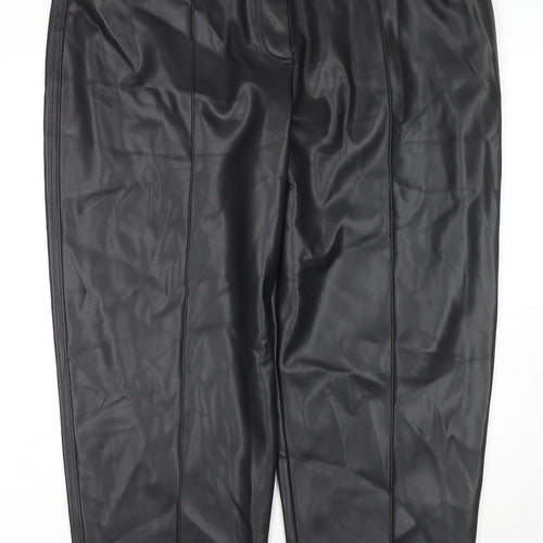 Marks and Spencer Womens Black Polyester Trousers Size 18 L24 in Regular Zip
