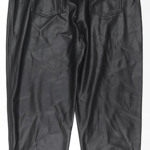 Marks and Spencer Womens Black Polyester Trousers Size 18 L24 in Regular Zip
