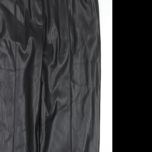 Marks and Spencer Womens Black Polyester Trousers Size 18 L24 in Regular Zip