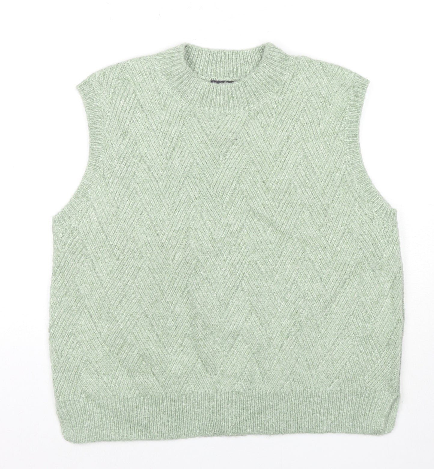 Marks and Spencer Womens Green Round Neck Acrylic Vest Jumper Size M