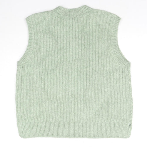 Marks and Spencer Womens Green Round Neck Acrylic Vest Jumper Size M