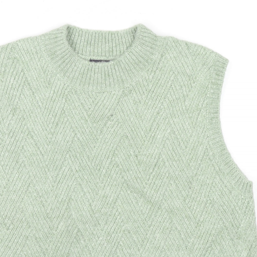 Marks and Spencer Womens Green Round Neck Acrylic Vest Jumper Size M