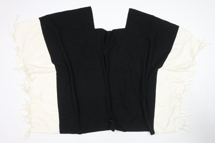 Marks and Spencer Womens Black V-Neck Polyester Cape Jumper One Size - Tasseled