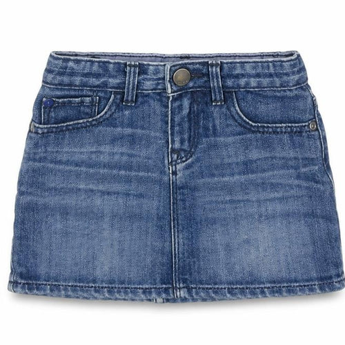 Gap Girls Blue Cotton Mini Skirt Size 4 Years Regular Zip