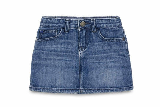 Gap Girls Blue Cotton Mini Skirt Size 4 Years Regular Zip
