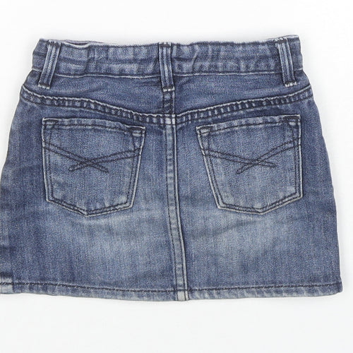 Gap Girls Blue Cotton Mini Skirt Size 4 Years Regular Zip