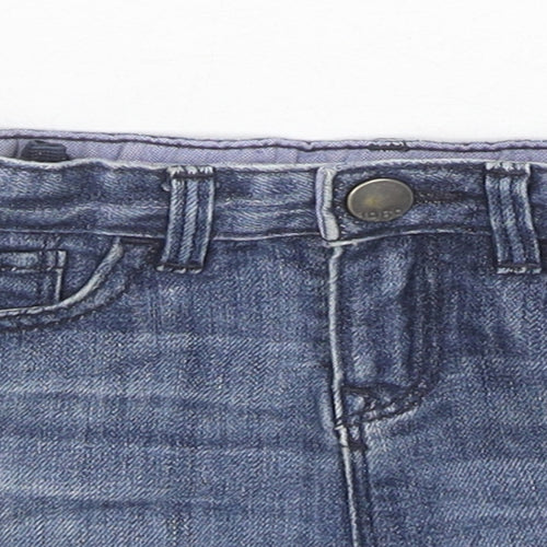 Gap Girls Blue Cotton Mini Skirt Size 4 Years Regular Zip