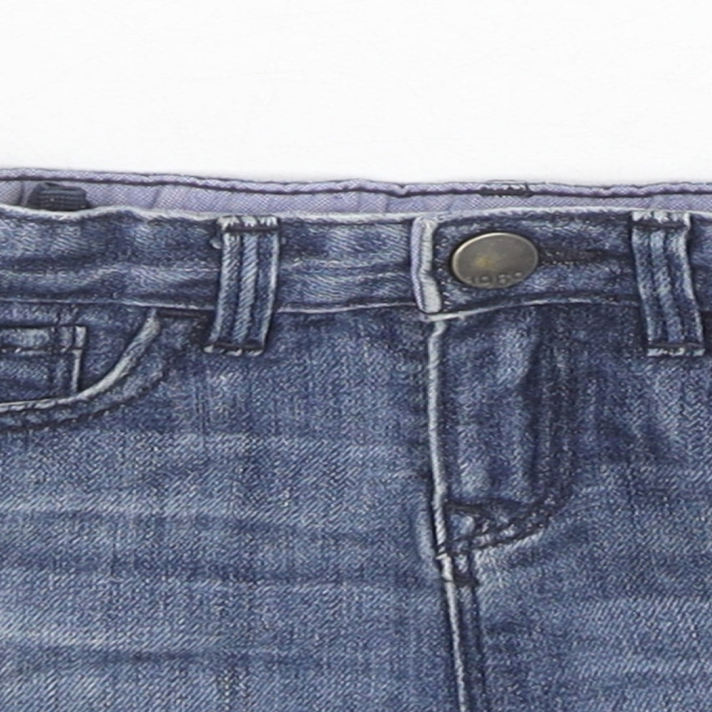 Gap Girls Blue Cotton Mini Skirt Size 4 Years Regular Zip