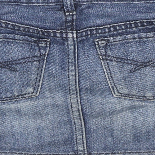 Gap Girls Blue Cotton Mini Skirt Size 4 Years Regular Zip