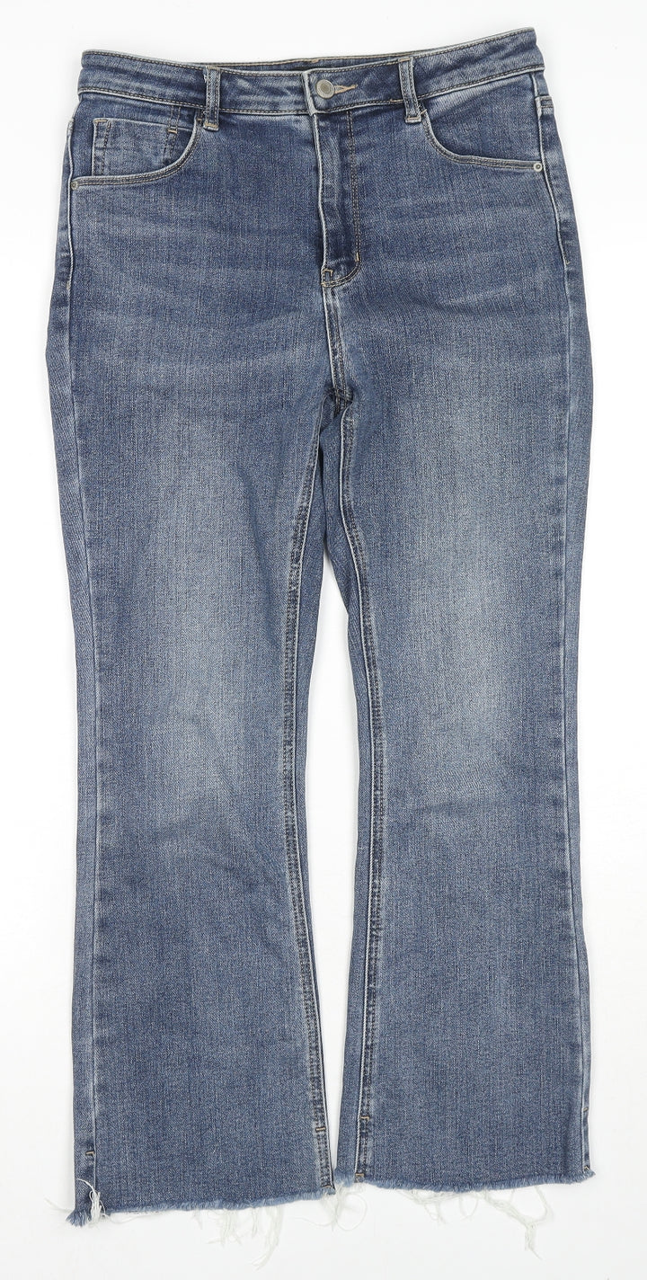Marks and Spencer Womens Blue Cotton Straight Jeans Size 29 in L26 in Regular Zip