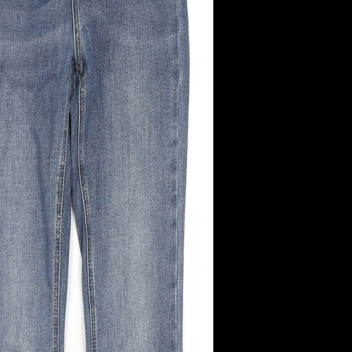 Marks and Spencer Womens Blue Cotton Straight Jeans Size 29 in L26 in Regular Zip