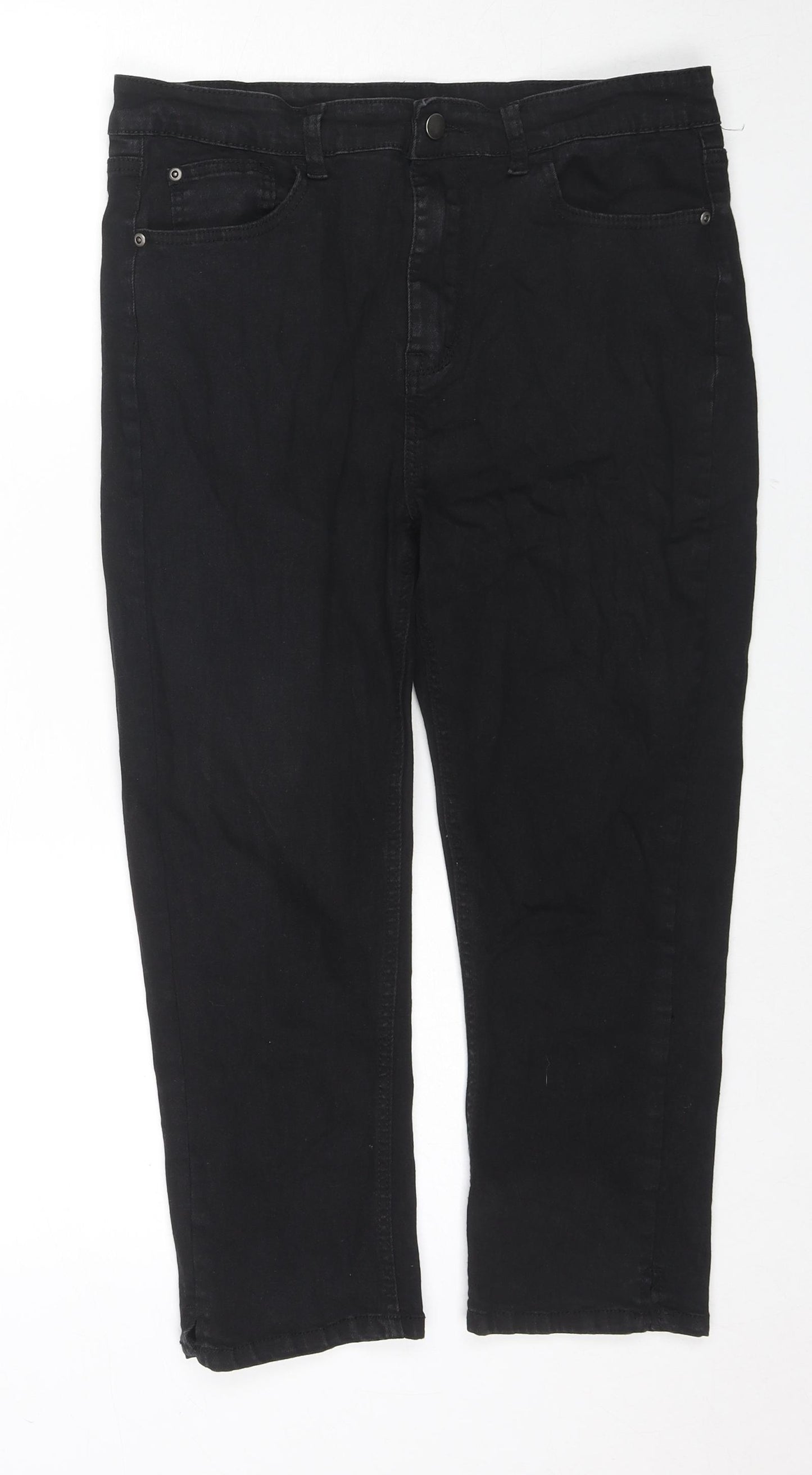Pebble Bay Womens Black Cotton Skinny Jeans Size 14 L20 in Regular Zip