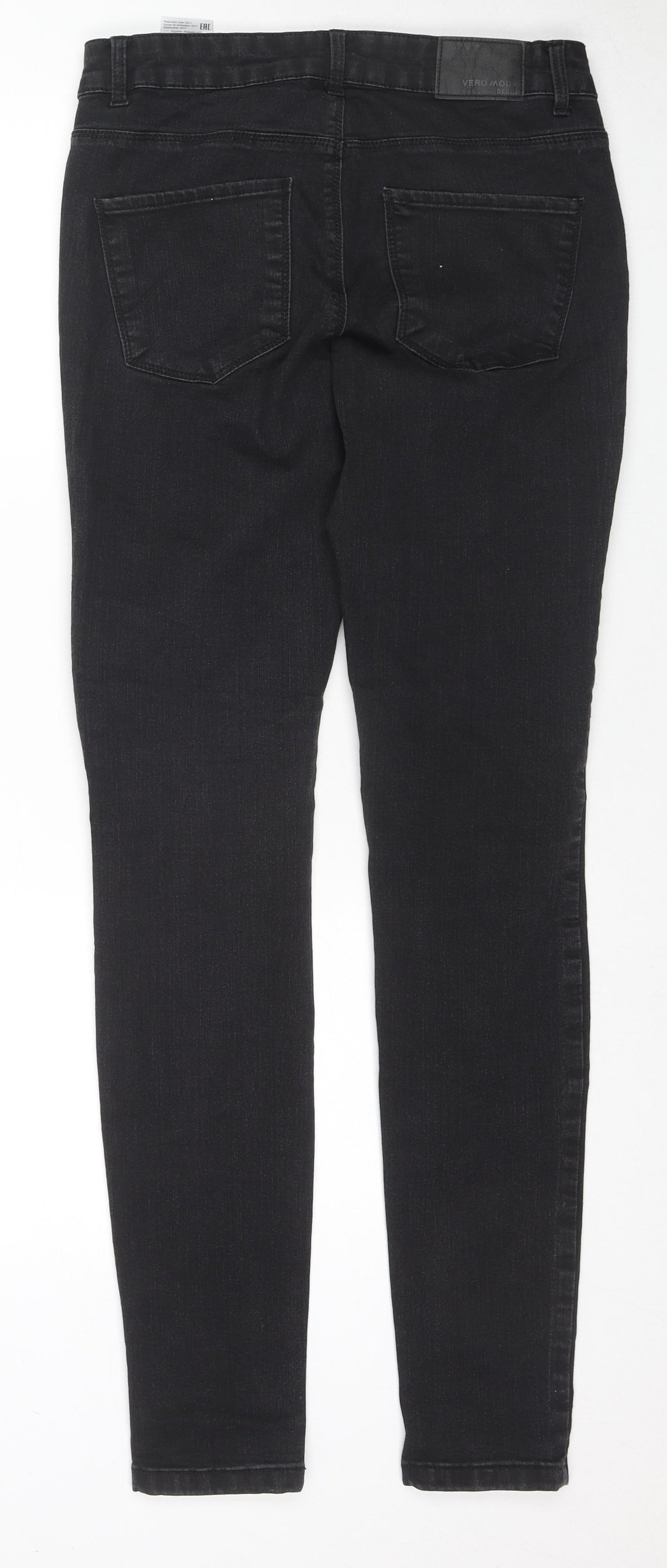 VERO MODA Womens Black Cotton Skinny Jeans Size M L32 in Regular Zip