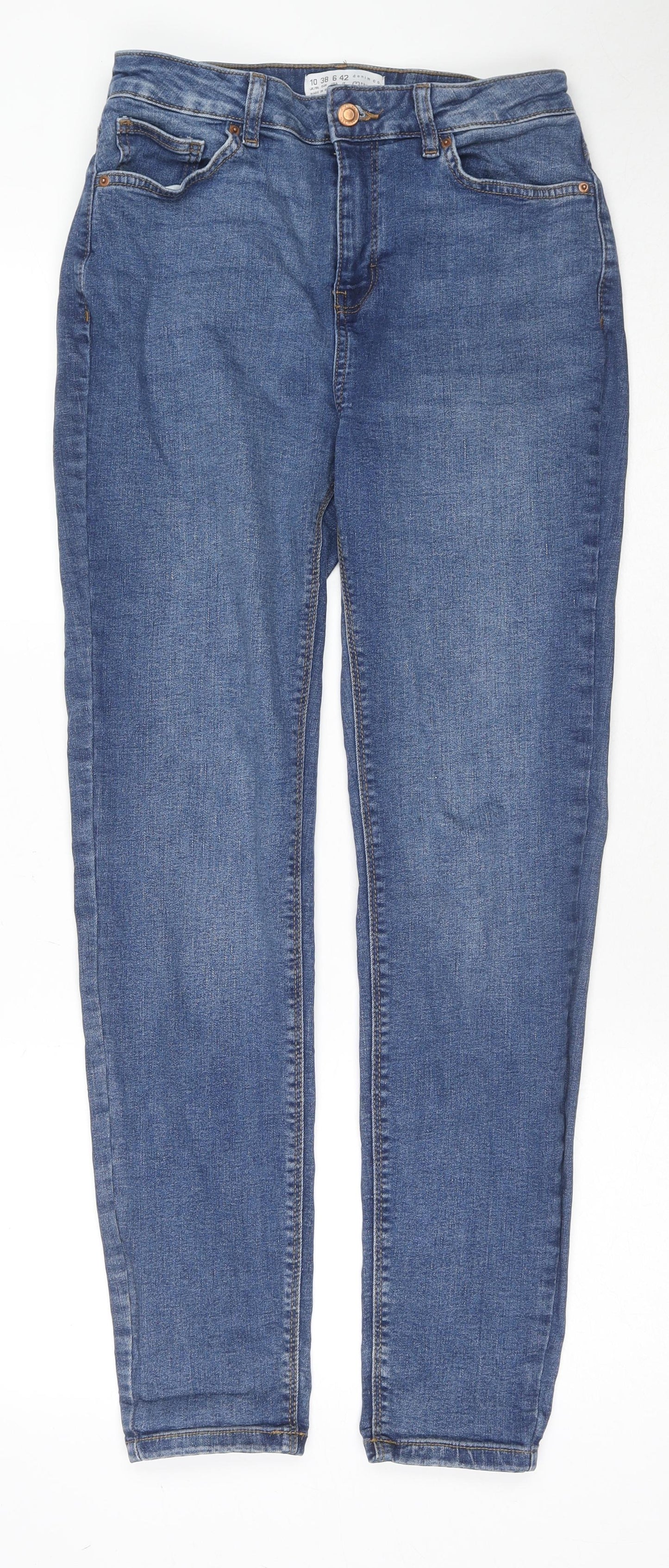 Denim & Co. Womens Blue Cotton Skinny Jeans Size 10 L30 in Regular Zip