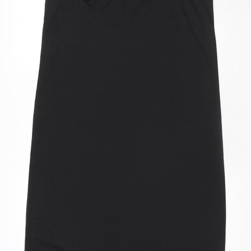 Marks and Spencer Womens Black Polyester Slip Dress Size 16 Square Neck Pullover