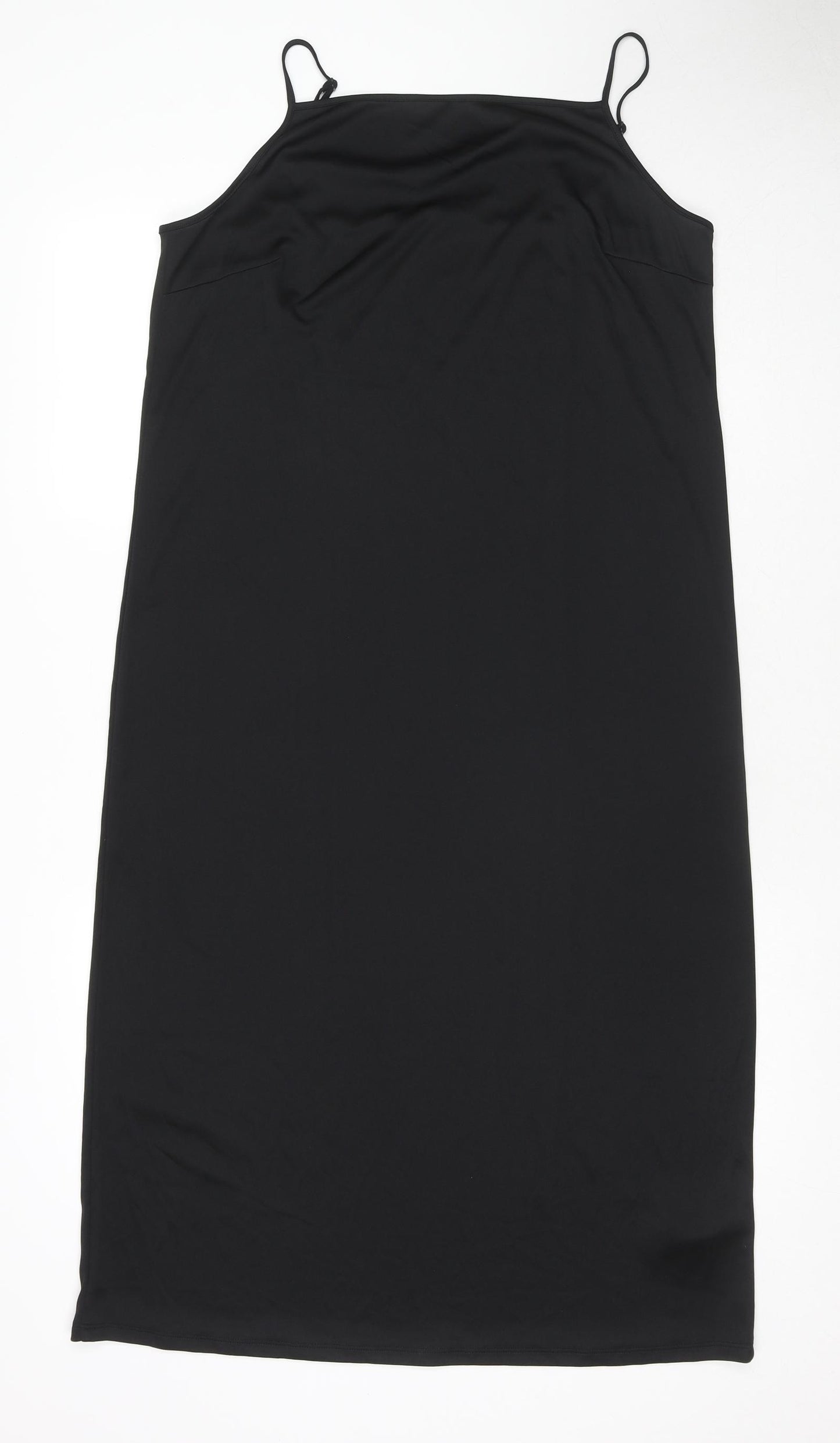 Marks and Spencer Womens Black Polyester Slip Dress Size 16 Square Neck Pullover