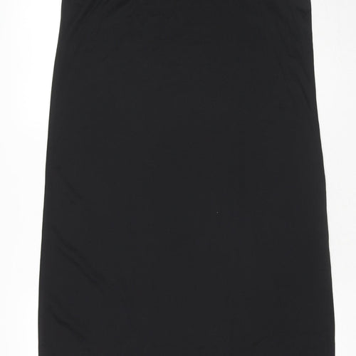 Marks and Spencer Womens Black Polyester Slip Dress Size 16 Square Neck Pullover