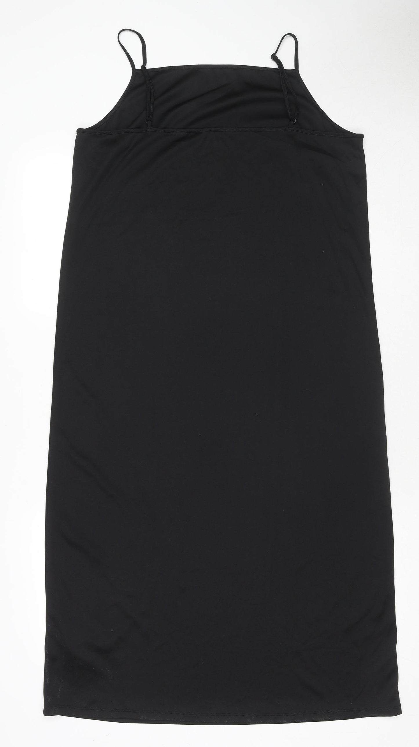 Marks and Spencer Womens Black Polyester Slip Dress Size 16 Square Neck Pullover
