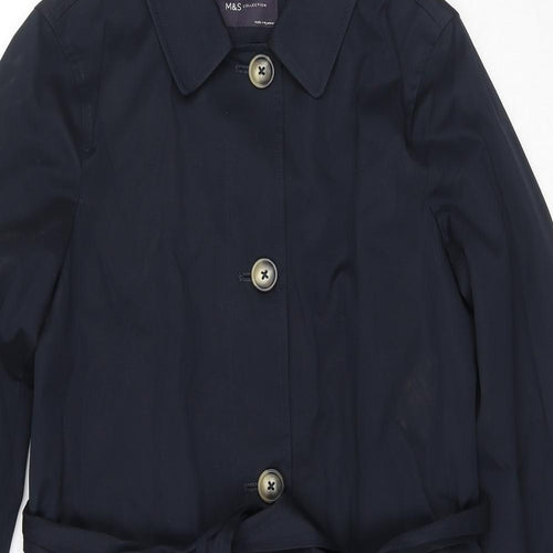 Marks and Spencer Womens Blue Trench Coat Coat Size 8 Button