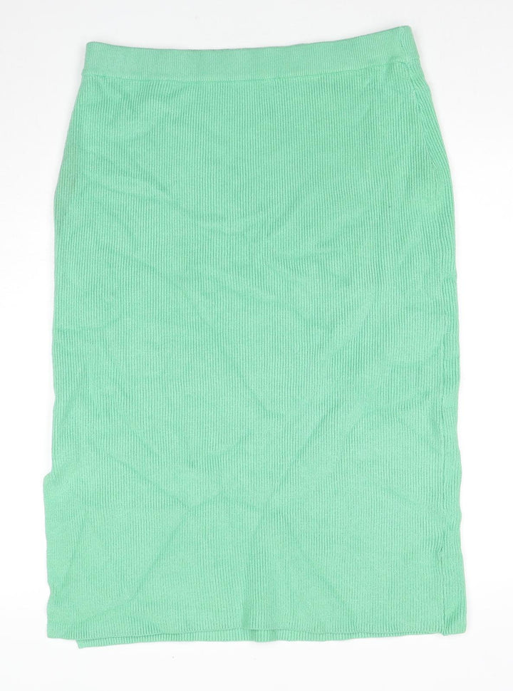 Marks and Spencer Womens Green Viscose A-Line Skirt Size L