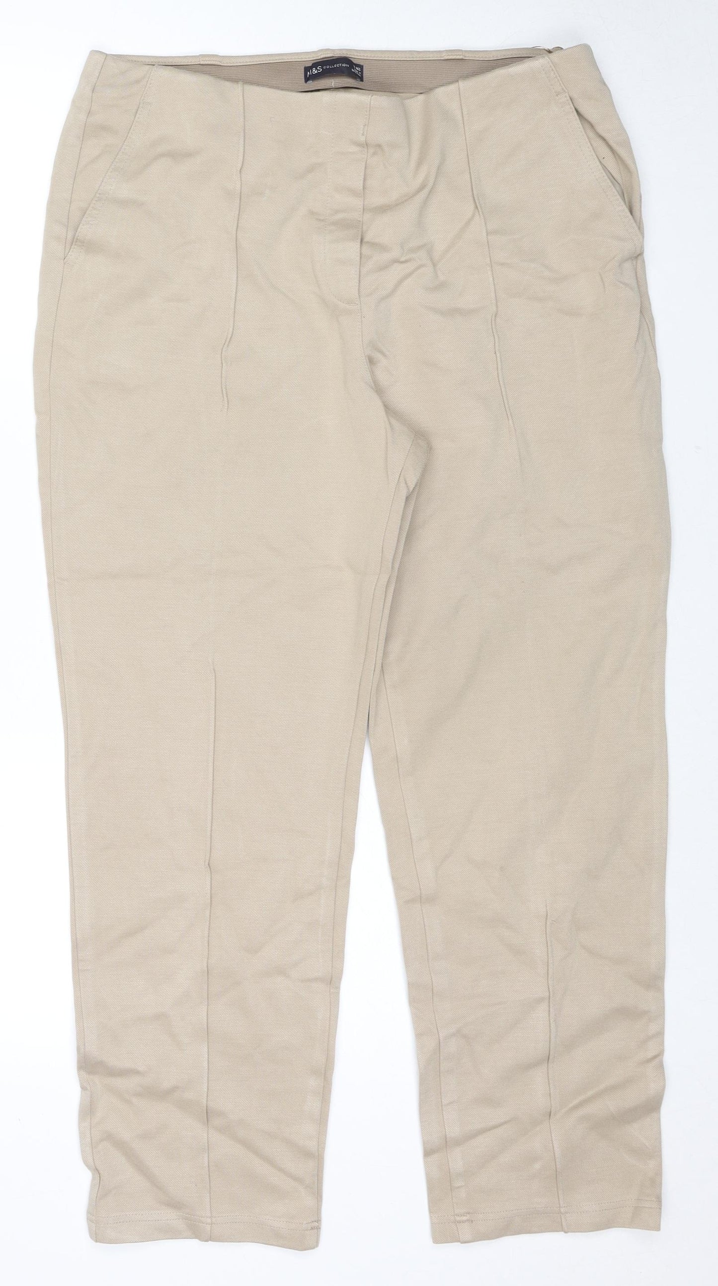 Marks and Spencer Womens Beige Viscose Trousers Size 18 L27 in Regular