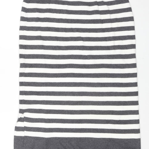 Marks and Spencer Womens Grey Striped Viscose A-Line Skirt Size L