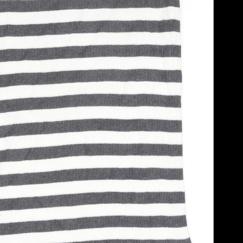 Marks and Spencer Womens Grey Striped Viscose A-Line Skirt Size L