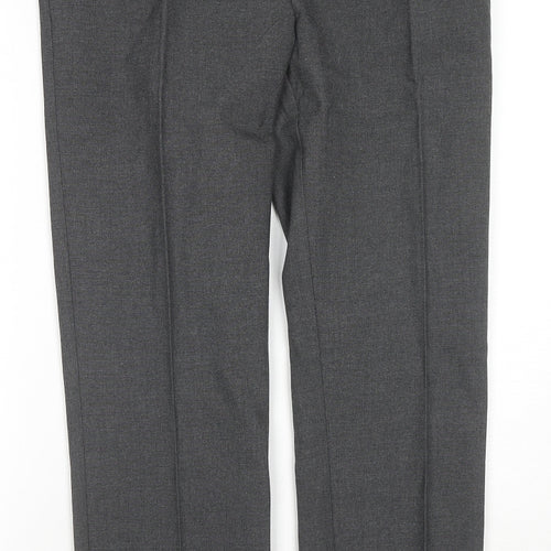 Marks and Spencer Boys Grey Polyester Chino Trousers Size 12-13 Years L26 in Regular Zip