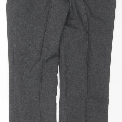 Marks and Spencer Boys Grey Polyester Chino Trousers Size 12-13 Years L26 in Regular Zip