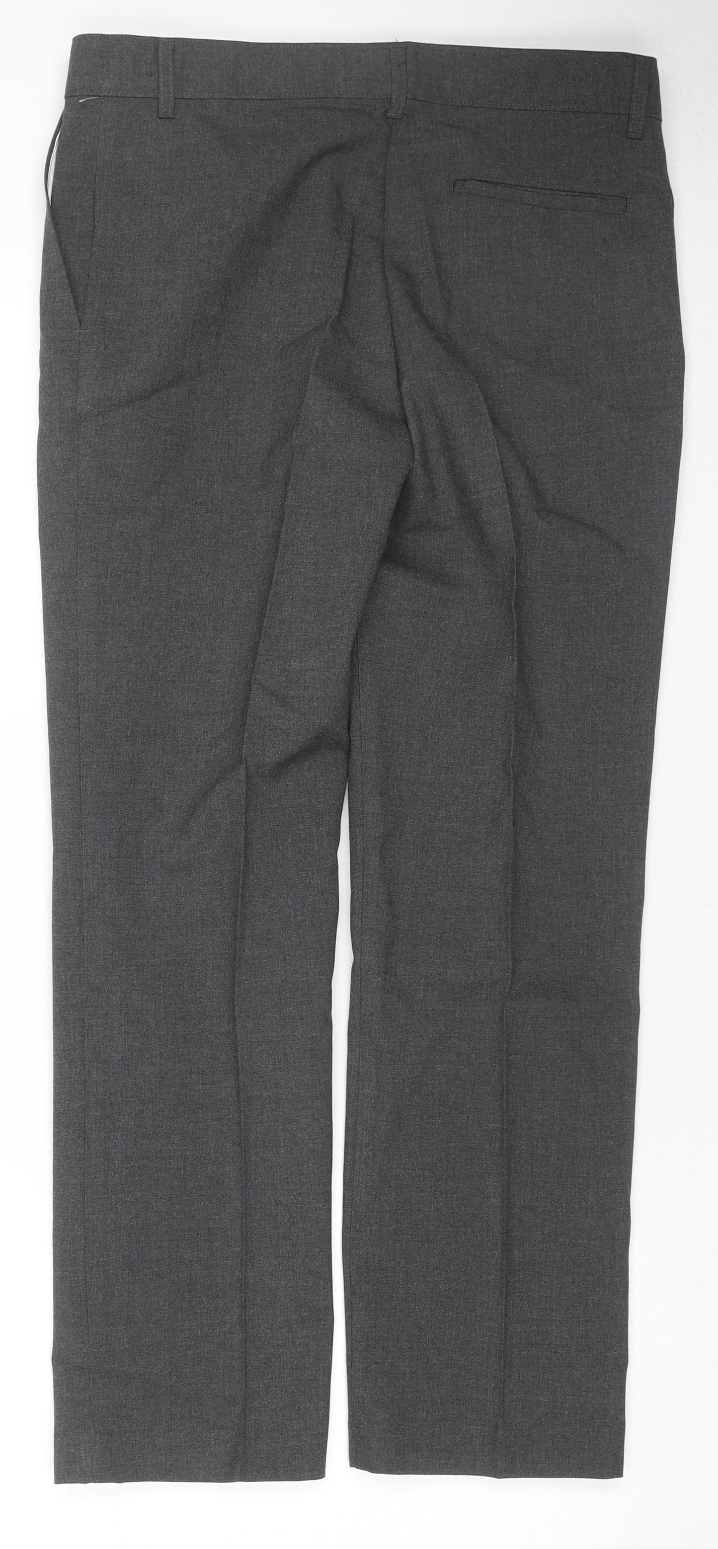 Marks and Spencer Boys Grey Polyester Chino Trousers Size 12-13 Years L26 in Regular Zip