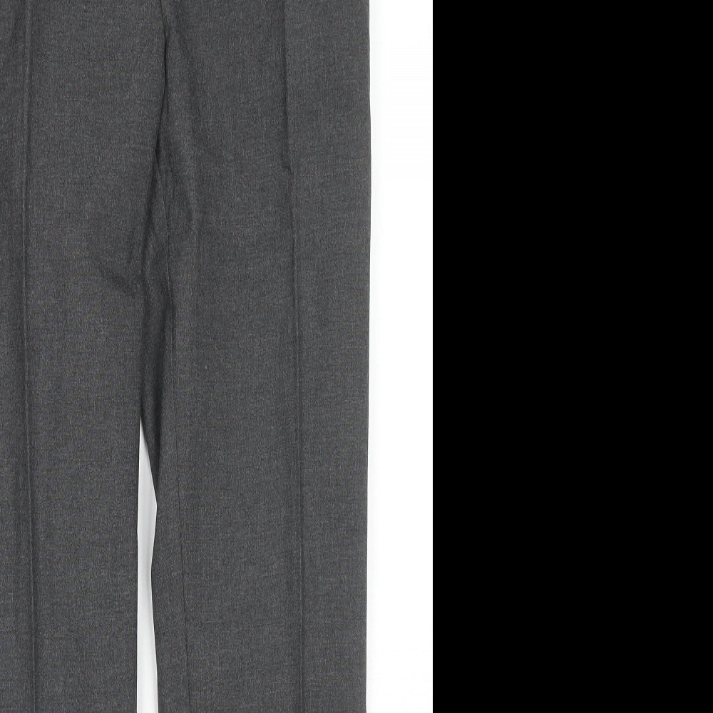 Marks and Spencer Boys Grey Polyester Chino Trousers Size 12-13 Years L26 in Regular Zip