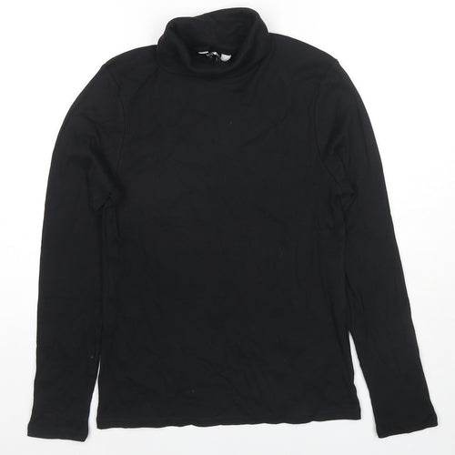 Marks and Spencer Womens Black Roll Neck Cotton Pullover Jumper Size 12