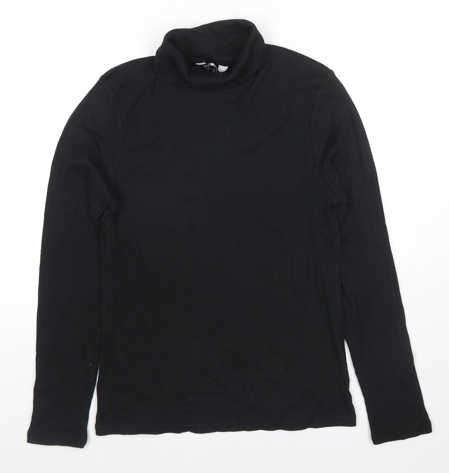 Marks and Spencer Womens Black Roll Neck Cotton Pullover Jumper Size 12