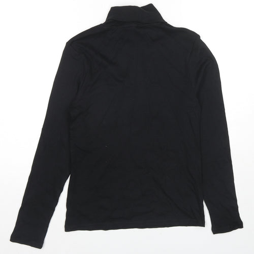 Marks and Spencer Womens Black Roll Neck Cotton Pullover Jumper Size 12