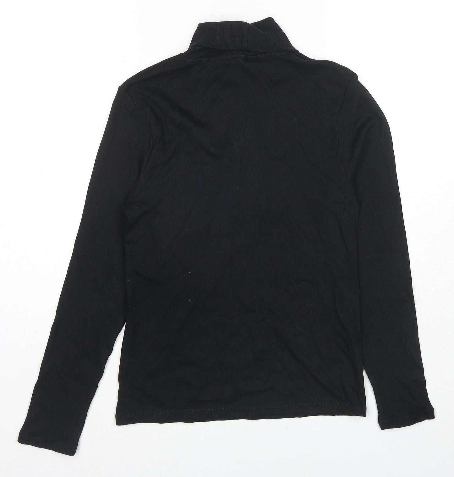 Marks and Spencer Womens Black Roll Neck Cotton Pullover Jumper Size 12