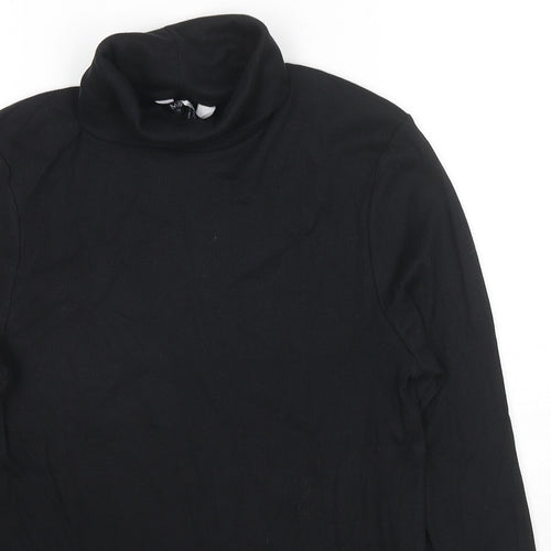 Marks and Spencer Womens Black Roll Neck Cotton Pullover Jumper Size 12