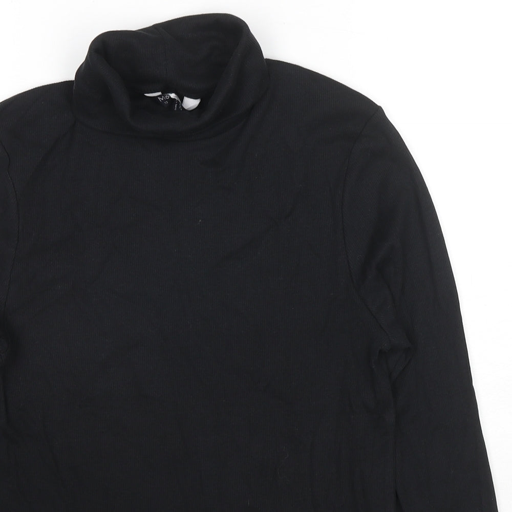 Marks and Spencer Womens Black Roll Neck Cotton Pullover Jumper Size 12