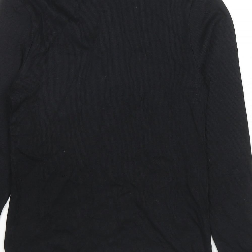 Marks and Spencer Womens Black Roll Neck Cotton Pullover Jumper Size 12