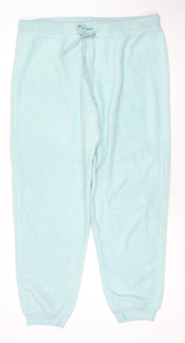 Marks and Spencer Womens Blue Polyester Sweatpants Trousers Size L L28 in Regular Drawstring