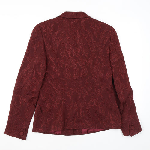 Antonette Womens Red Geometric Jacket Blazer Size 14 Button