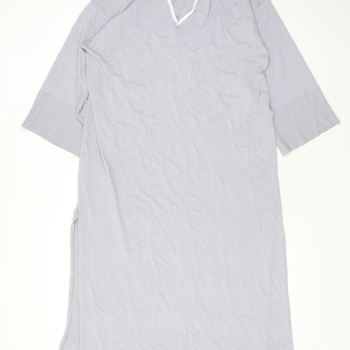 Zara Womens Grey Viscose T-Shirt Dress Size XS V-Neck Pullover - Slit