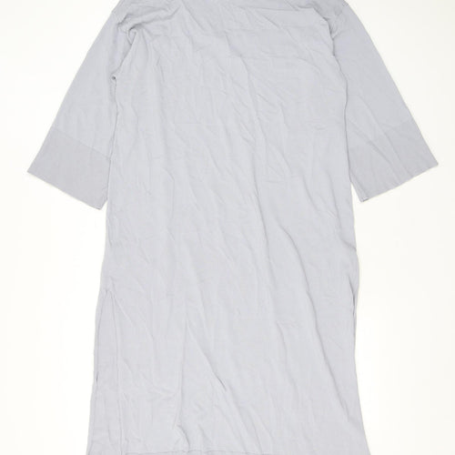 Zara Womens Grey Viscose T-Shirt Dress Size XS V-Neck Pullover - Slit