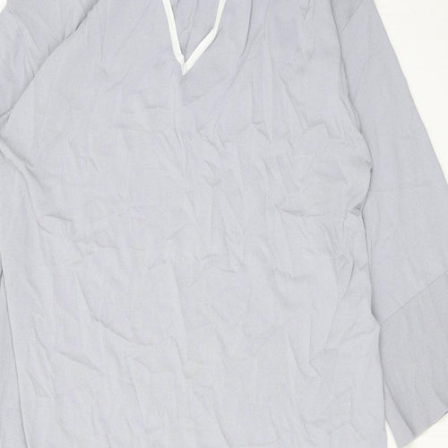 Zara Womens Grey Viscose T-Shirt Dress Size XS V-Neck Pullover - Slit