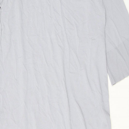 Zara Womens Grey Viscose T-Shirt Dress Size XS V-Neck Pullover - Slit