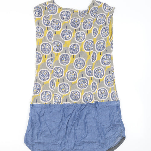White Stuff Womens Multicoloured Geometric Cotton Tank Dress Size 8 Round Neck Pullover