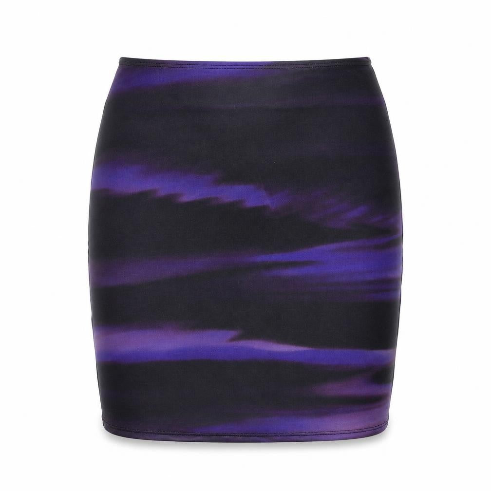 Motel Womens Purple Geometric Polyester Mini Skirt Size L - Cut Out, Slit