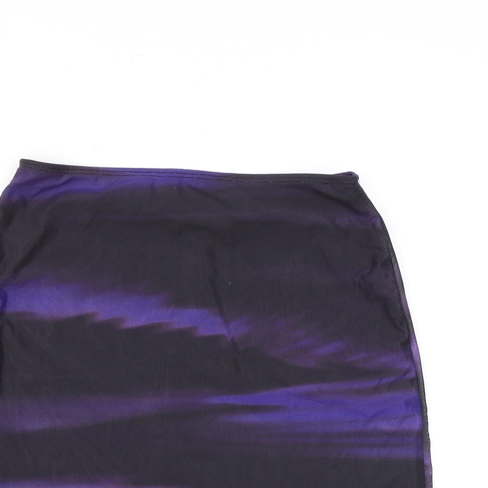 Motel Womens Purple Geometric Polyester Mini Skirt Size L - Cut Out, Slit